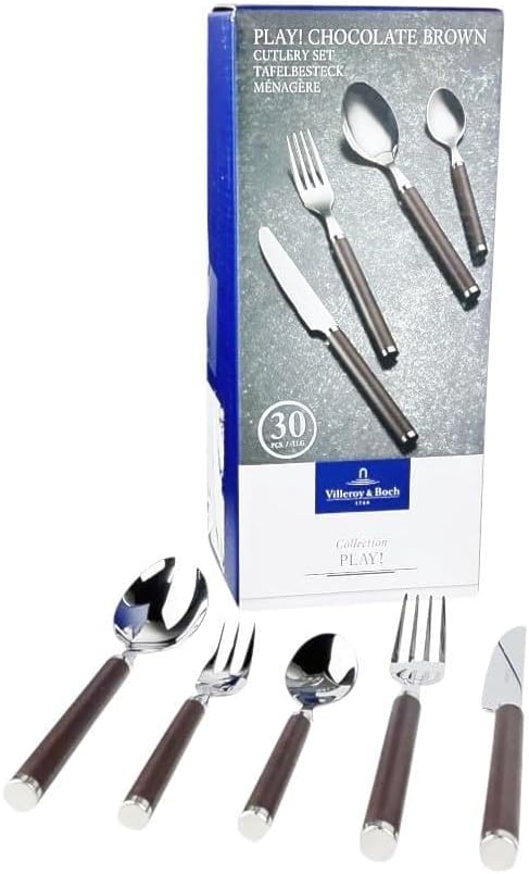 Villeroy und Boch Play Chocolate Brown Tafelbesteck, für bis zu 6 Personen, 30-teilig, Edelstahl, Gr