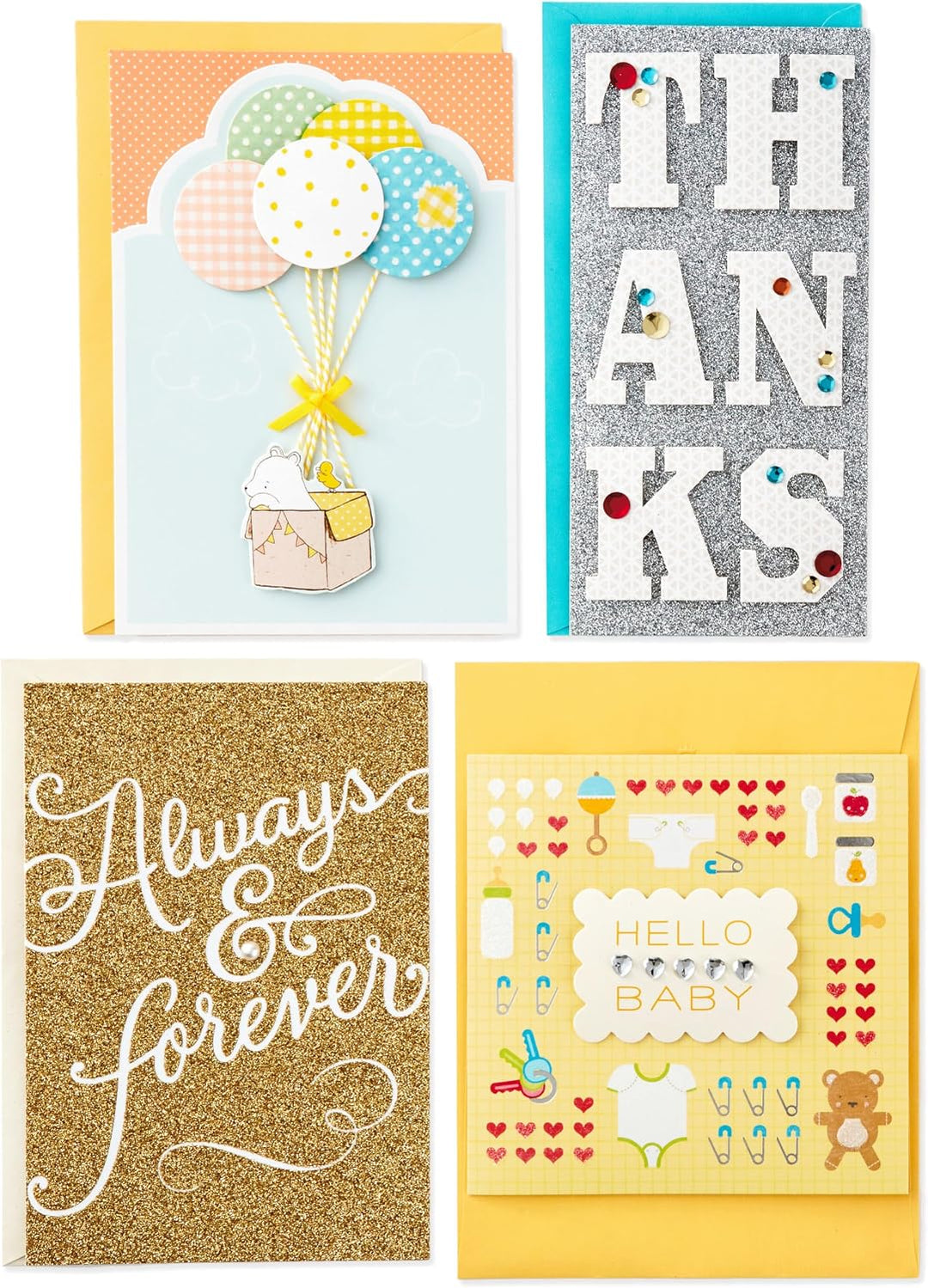 Hallmark All Occasion Handgefertigtes Set mit verschiedenen Grusskarten mit Kartenorganizer (24 Stüc