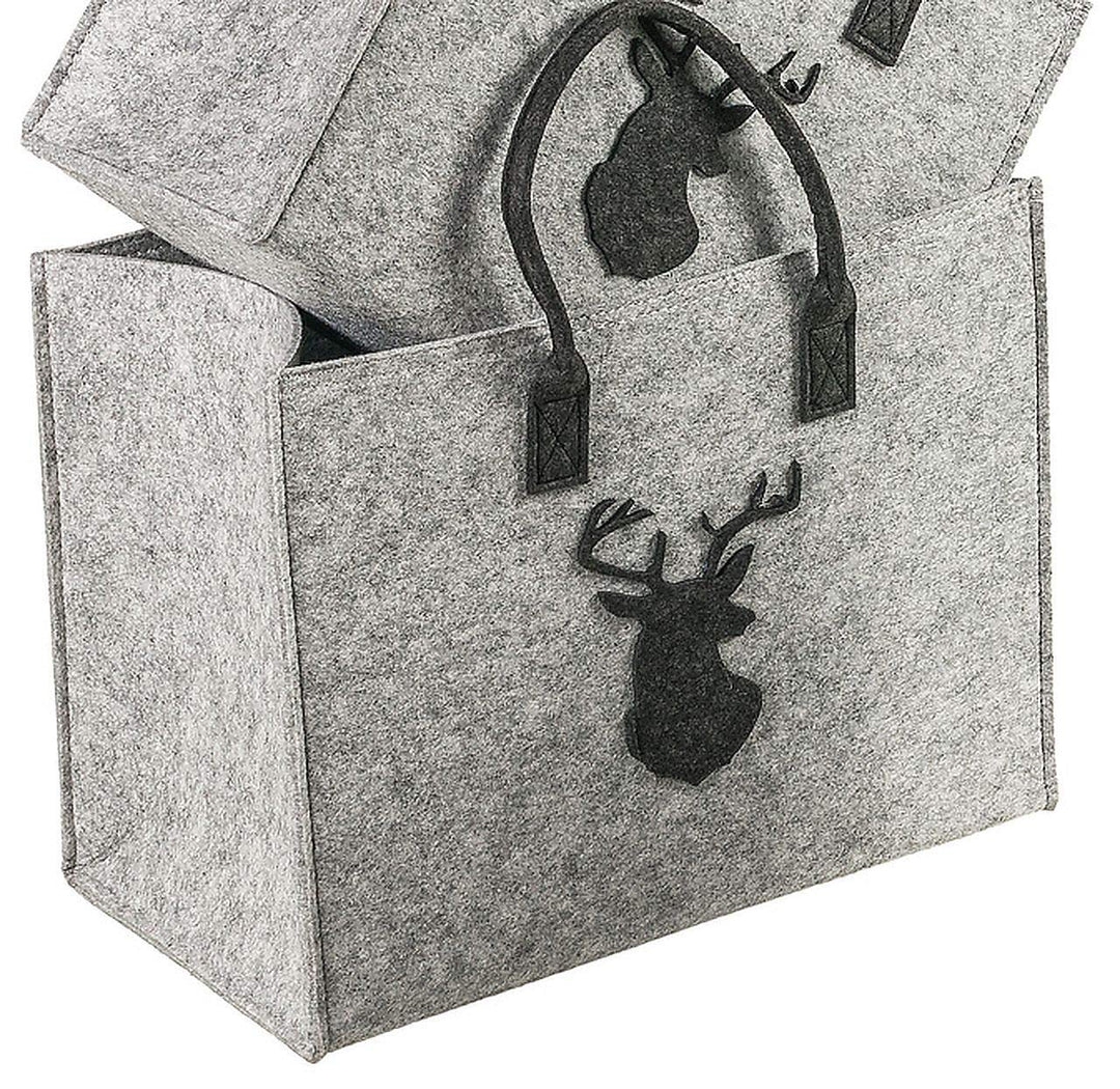 LaFiore24 Hochw. Filztasche Einkaufstasche Shopper Festival Hirsch Gross 42 x 22 x 33 cm Gross - 42