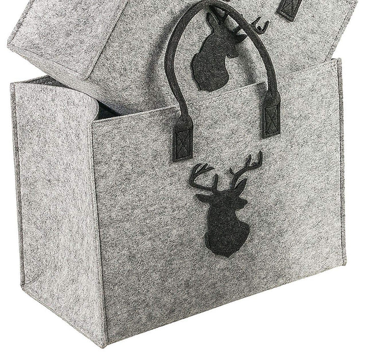 LaFiore24 Hochw. Filztasche Einkaufstasche Shopper Festival Hirsch Gross 42 x 22 x 33 cm Gross - 42