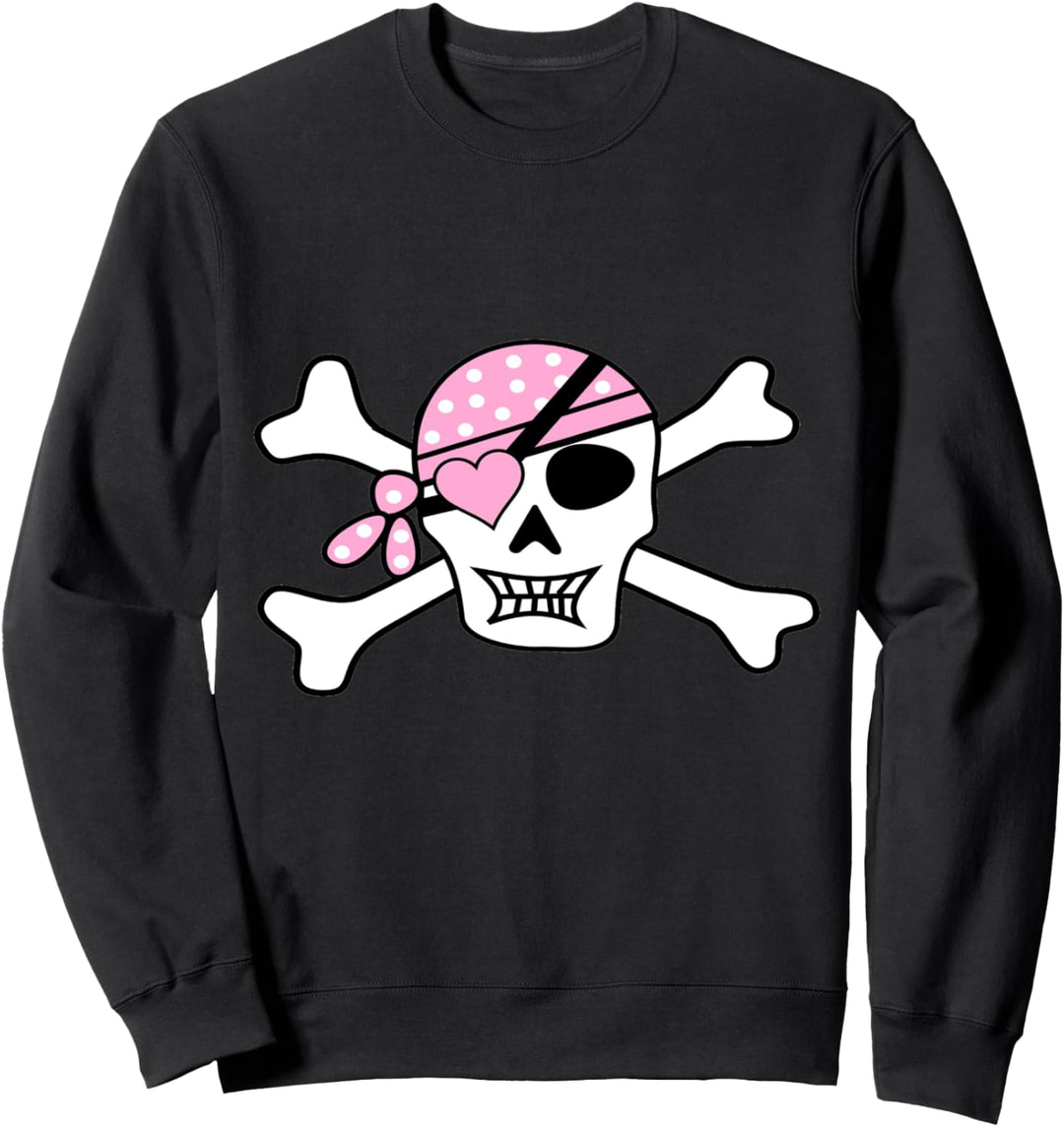 Niedliches Mädchen Piratenschädel & Kreuzknochen Sweatshirt