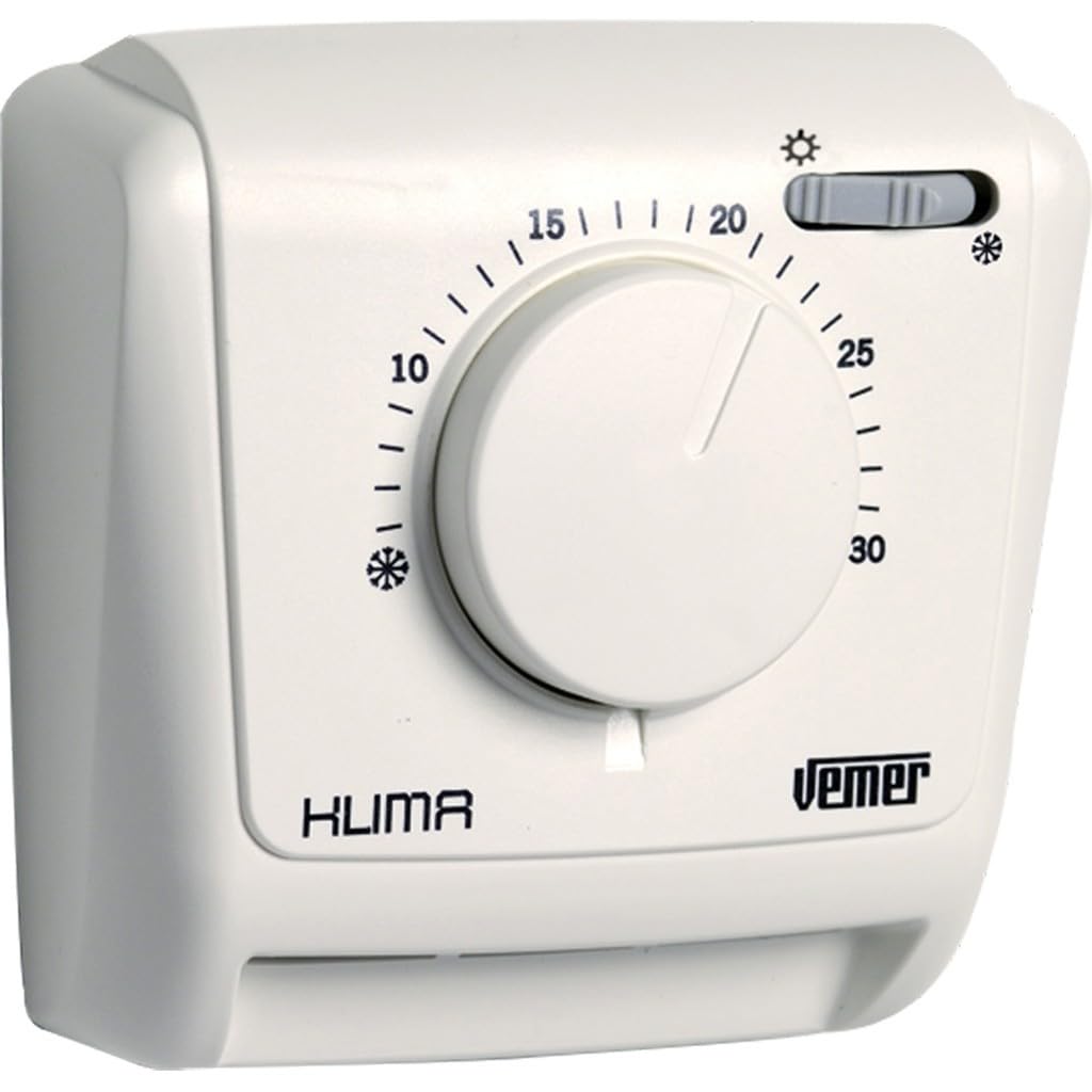 VEMER VE023800 KLIMA SW - Mechanischer Raumthermostat, Heizungsthermostat, Thermostat mit Betrieb He