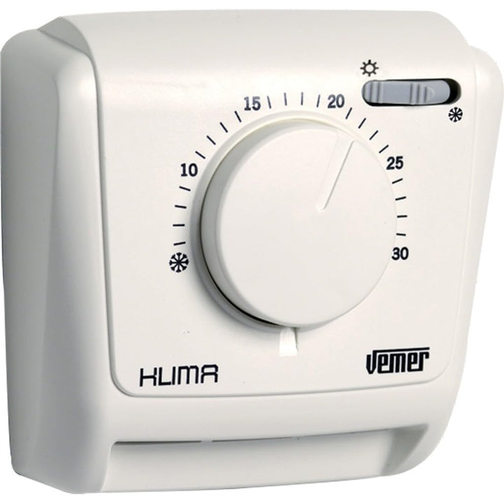 VEMER VE023800 KLIMA SW - Mechanischer Raumthermostat, Heizungsthermostat, Thermostat mit Betrieb He