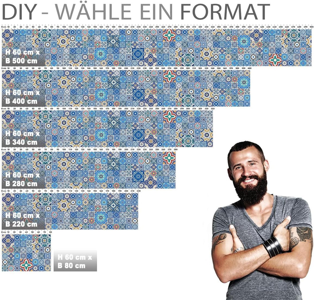 StickerProfis Küchenrückwand selbstklebend Glasoptik - MAROKKO Fliesen - 1.8mm, Versteift, alle Unte