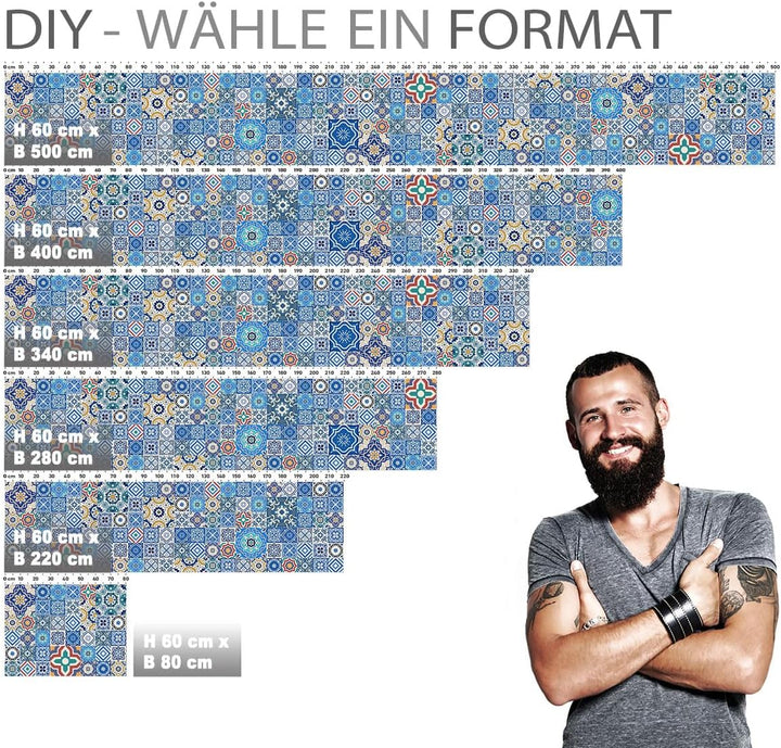 StickerProfis Küchenrückwand selbstklebend Glasoptik - MAROKKO Fliesen - 1.8mm, Versteift, alle Unte