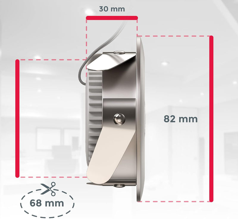 B.K.Licht - 6er Set Einbaustrahler LED schwenkbar, warmweisse Lichtfarbe, Lochdurchmesser 68mm, flac