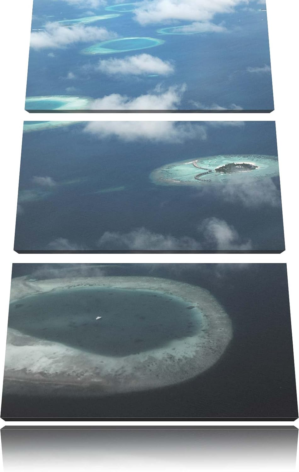 Pixxprint Trauminsel im Meer 3-Teiler Leinwandbild 120x80 Bild auf Leinwand