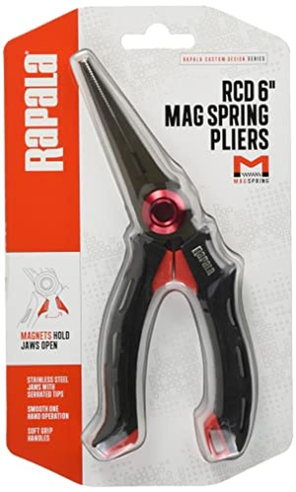 Rapala Unisex-Adult Angelzange RCD Mag Spring Pliers-Angelzubehör mit Edelstahlbacken-Magnetisch-Erg