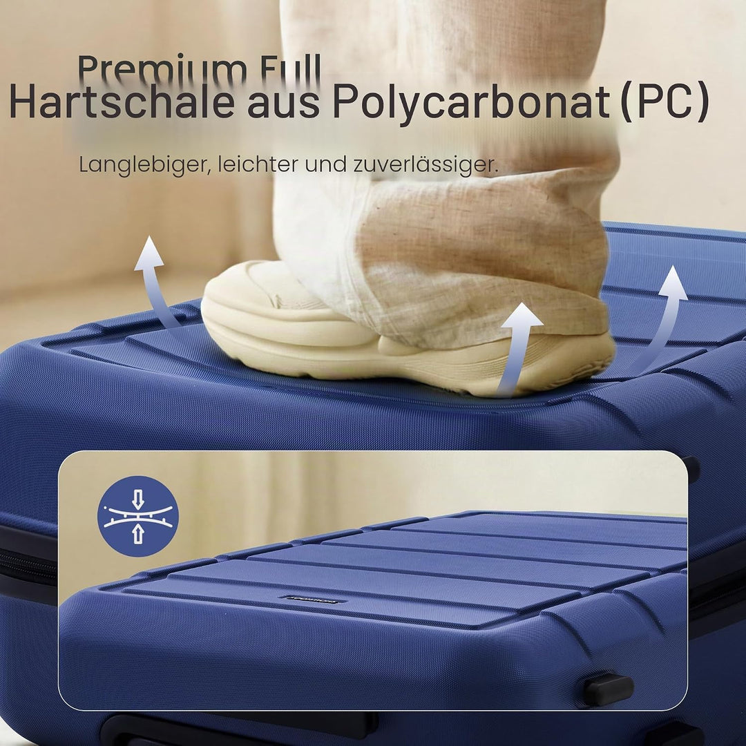 SHOWKOO Kofferset 3 Teilig Hartschale Leicht ABS+PC Erweiterbar Reisekoffer Haltbar Trolley Handgepä