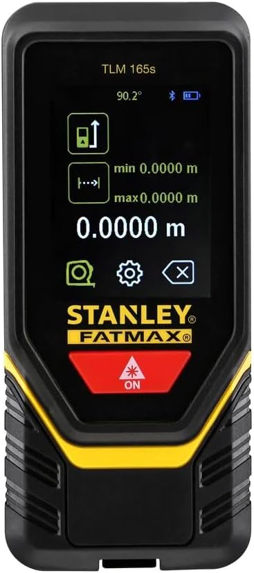 Stanley Laser-Entfernungsmesser TLM165s (Längen-, Flächen-, Volumen- und Höhenmessung, Bluetooth Dat