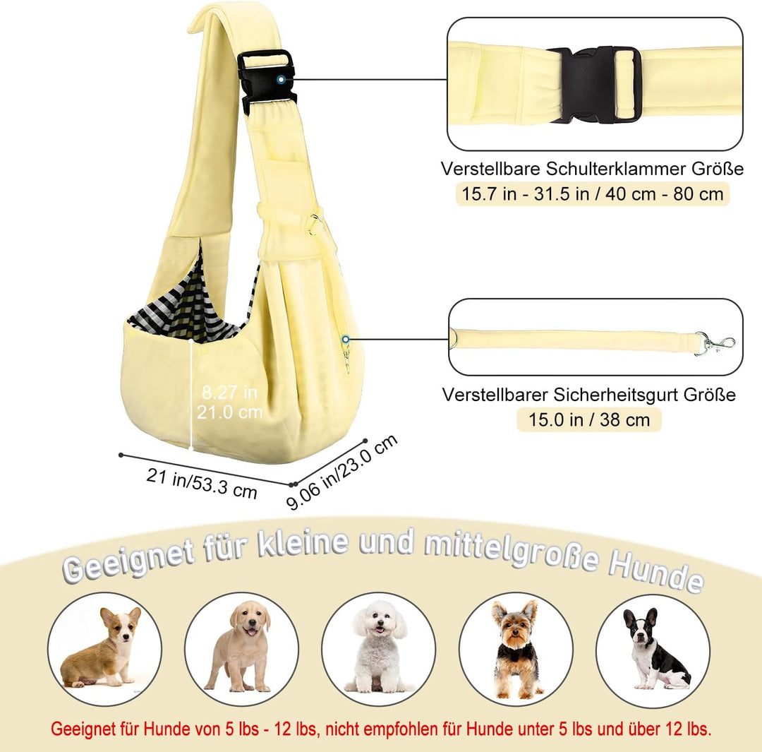 PetLoft Tragetuch Hund, Reversibel Kleine Hundetrage, Einstellbar Pet Tragetuch, Freisprecheinrichtu