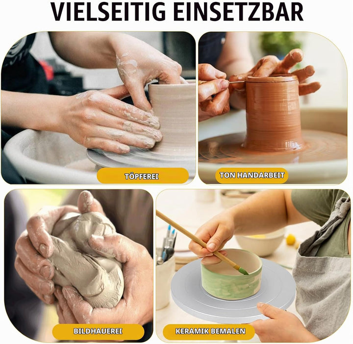 DBREAKS ⌀18cm Töpferscheibe Töpfern Manuell, Töpfer Drehscheibe mit Metallplatte aus Stahl, Töpfersc