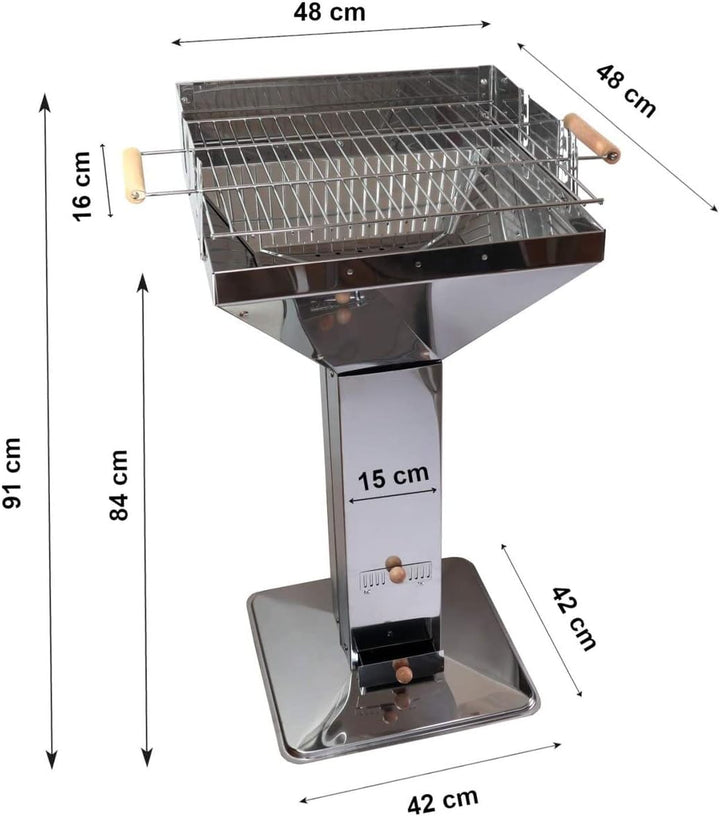 Bilderrahmen Neumann Holzkohlegrill Kingsale, Säulengrill Edelstahl, Gartengrill, Trichtergrill, Sil