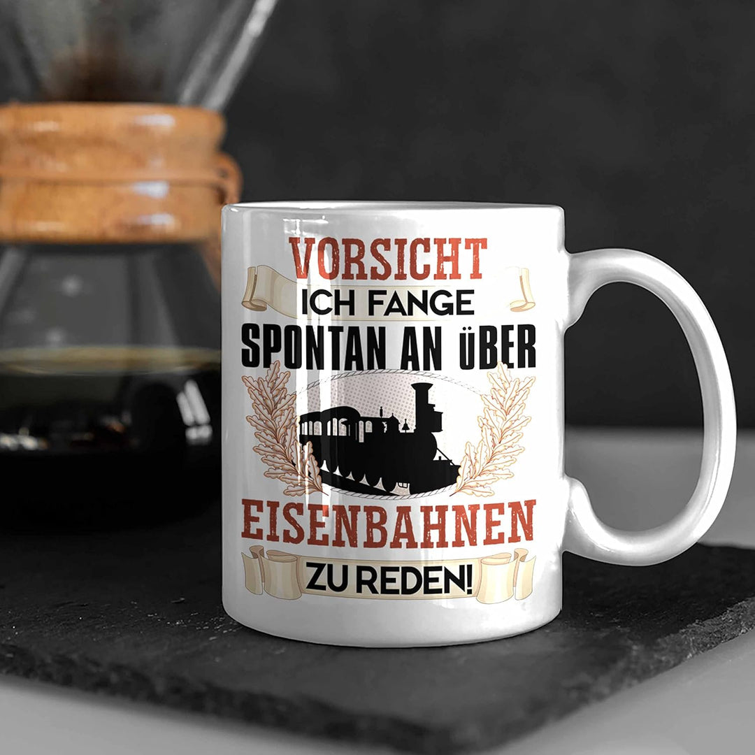 Trendation - Eisenbahner Tasse Geschenk für Modelleisenbahn-Fans Geschenkidee Ich Fange Spotan An Üb