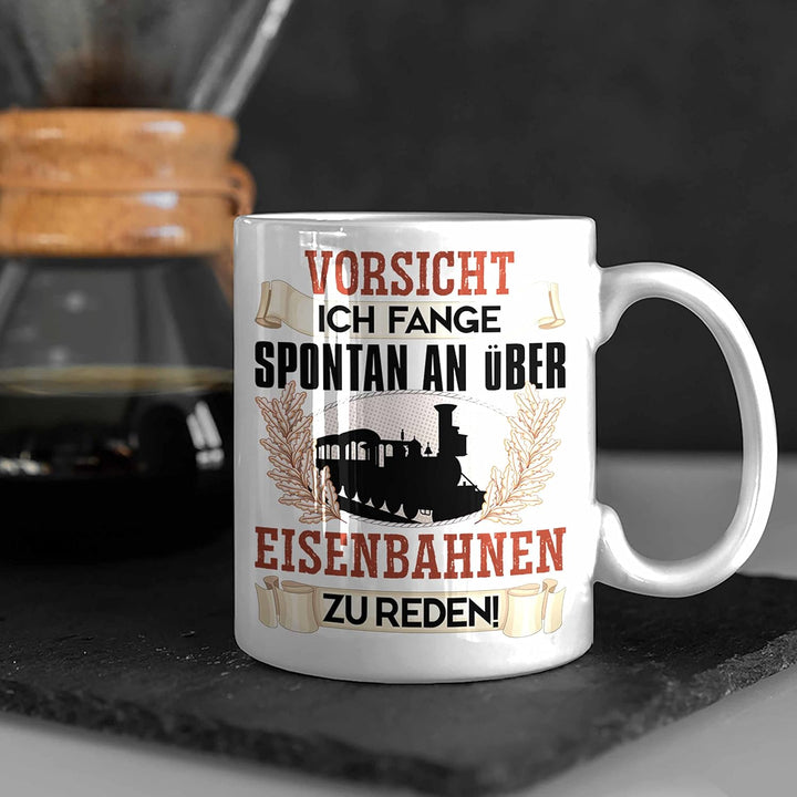 Trendation - Eisenbahner Tasse Geschenk für Modelleisenbahn-Fans Geschenkidee Ich Fange Spotan An Üb
