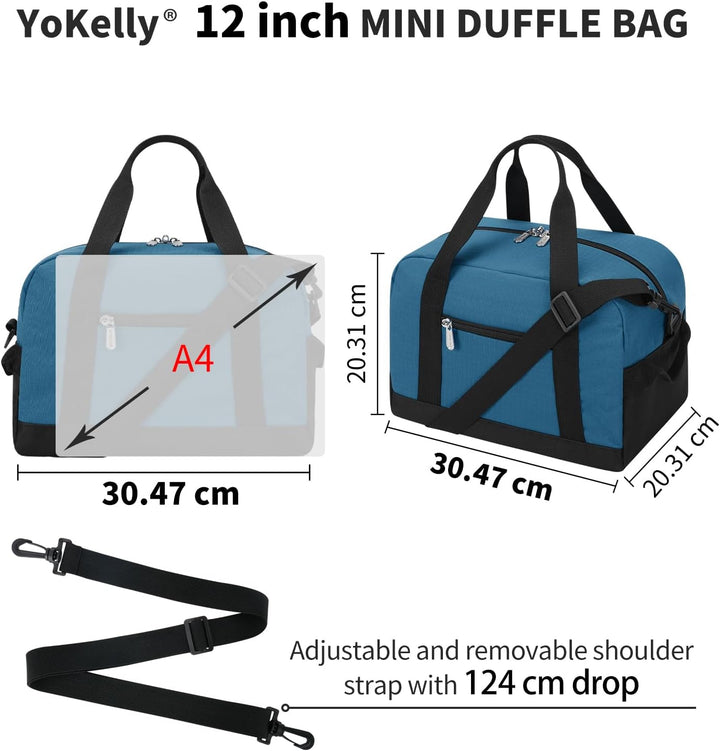 Sporttasche klein, Reisetasche 12L Mini Handgepäck Tasche für Weekender, Fitnesstasche 30x20x25cm-He