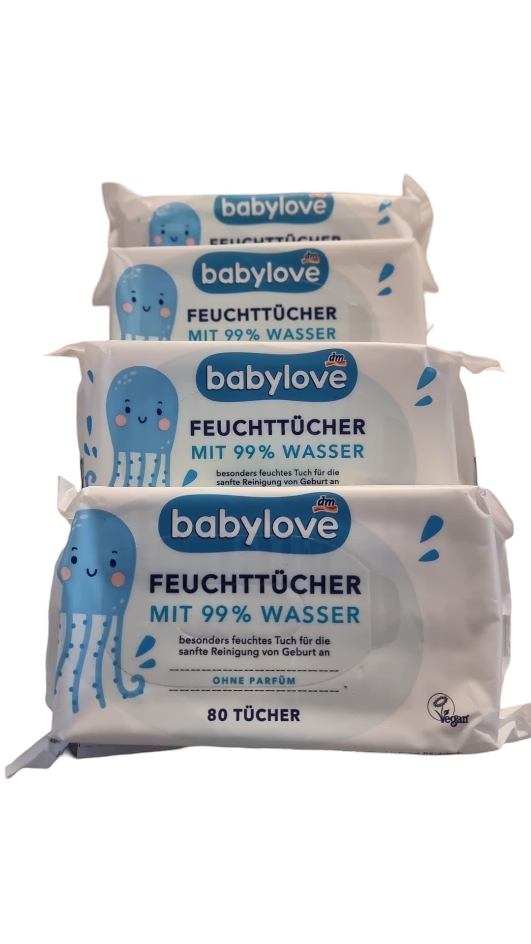 babylove Feuchttücher mit 99% Wasser (4x80 St), 320 St