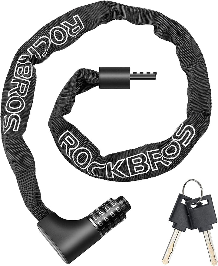 ROCKBROS Fahrradschloss Zahlenschloss mit Zahlen 96CM/17.19mm Hohe Sicherheitsstufe Kettenschloss mi