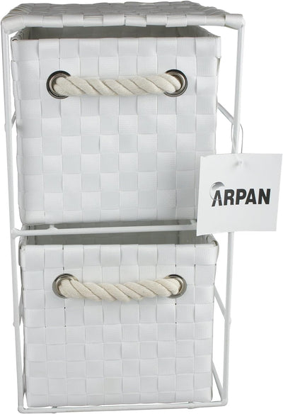 ARPAN Aufbewahrungsschrank mit 2 Schubladen, ideal für Zuhause/Büro/Schlafzimmer, 18 x 25 x 33 cm, W
