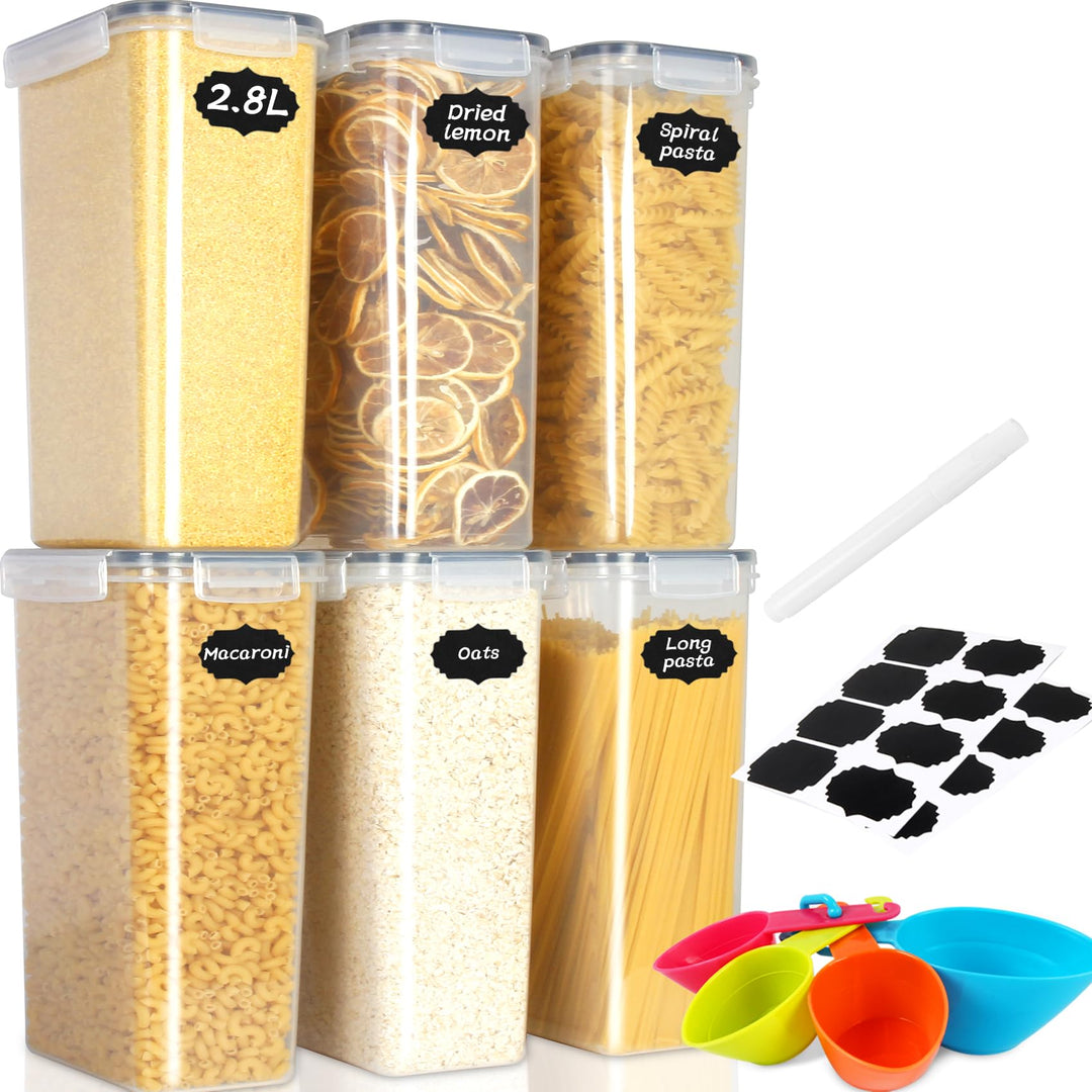 Cinnani 2.8L Vorratsdosen Set, Satz mit 6 Vorratsdosen mit Deckel Luftdicht, Müsli Schüttdose & Fris
