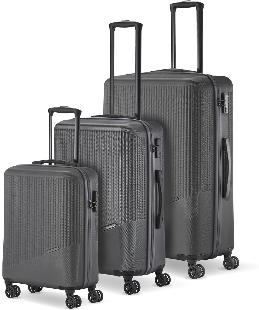 travelite 4-Rad Koffer Set 3 teilig Grössen L/M/S, Gepäck Serie BALI: ABS Hartschalen Trolleys mit T