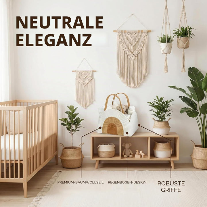 Wickeltasche Organizer Baumwollseilkorb Baby Windel Caddy Korb Tragbar mit robusten Griffen & abnehm