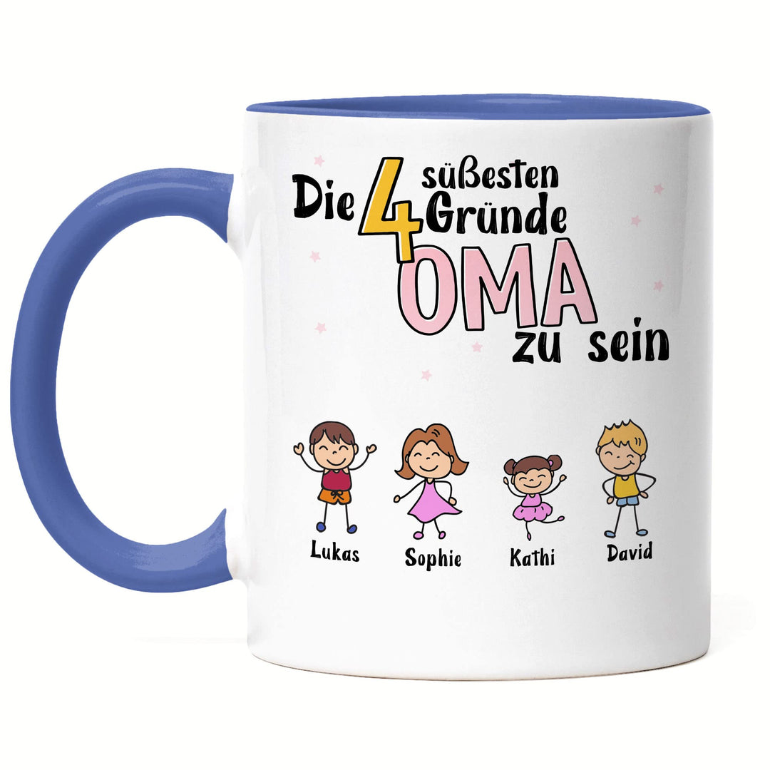 Oma Tasse Blau Geburtstag Personalisiert für Oma Enkel Enkelin Baby Geschenk Kinder Oma Geschenk Mut