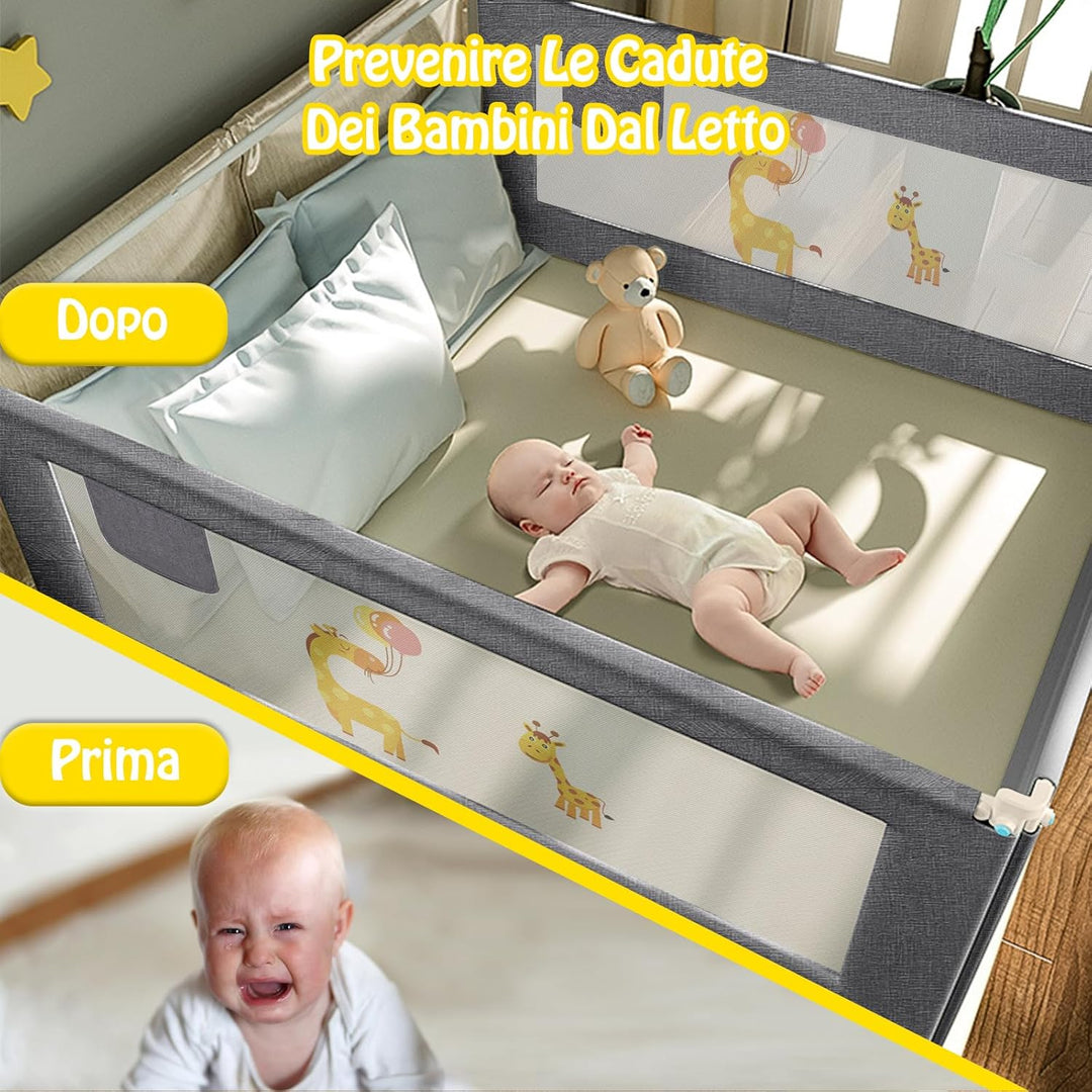 Wholede 200 cm Sicherheitsgitter für Kinder, Bettgitter für Kinder, Bettgeländer für Kinder, Fallsch