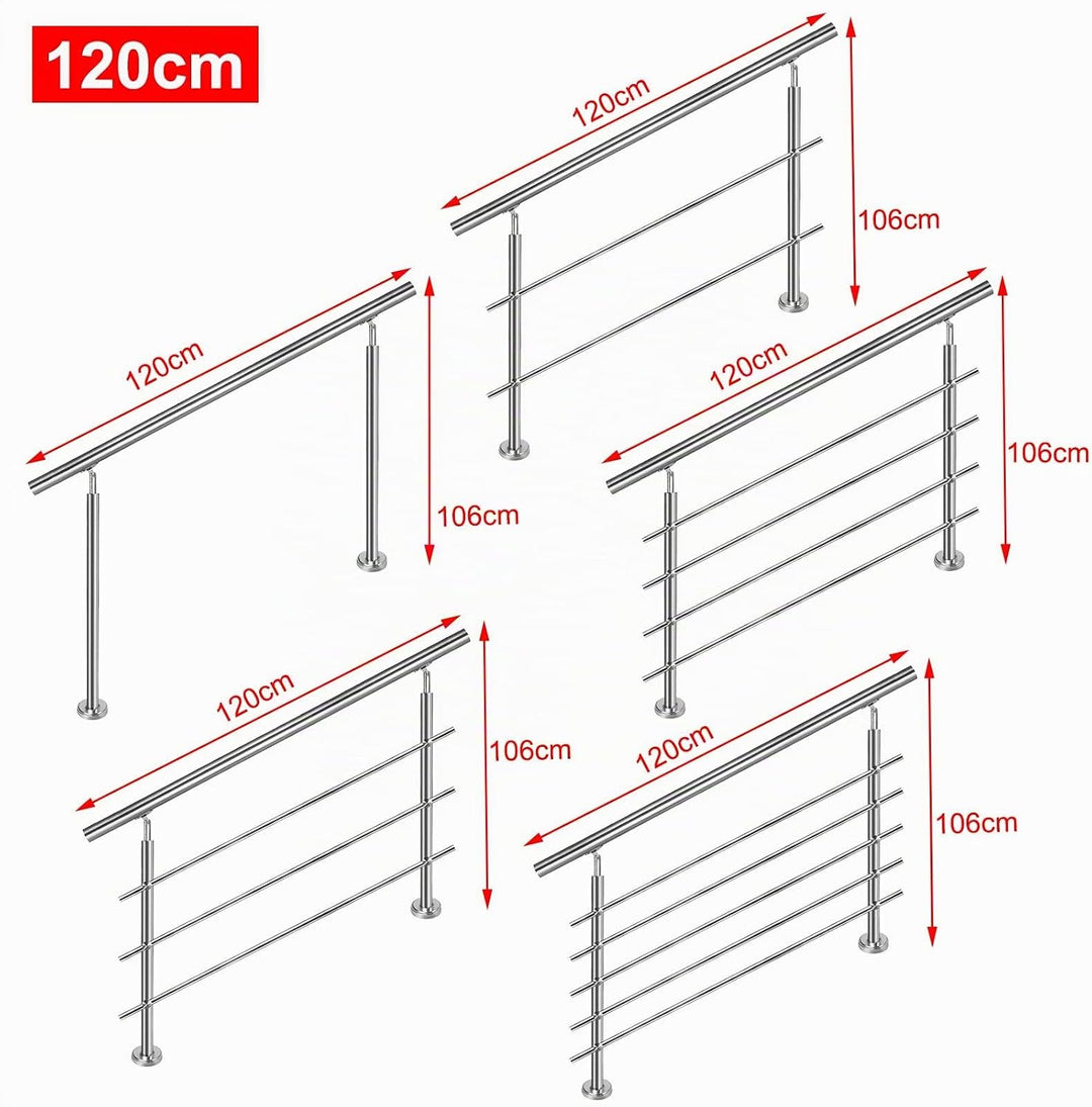 Aufun Treppengeländer Edelstahl Handlauf Geländer für Treppen, Innen und Aussen, Balkon, Brüstung, S
