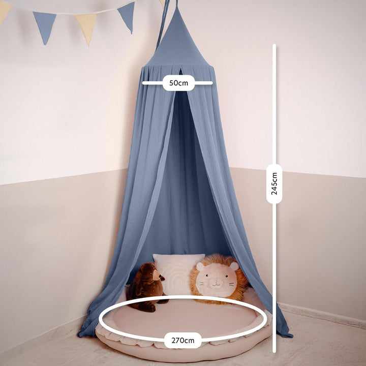 Baldachin Kinderzimmer [in 12 Farben] - Betthimmel aus 100% Baumwolle Musselin Handmade für Mädchen