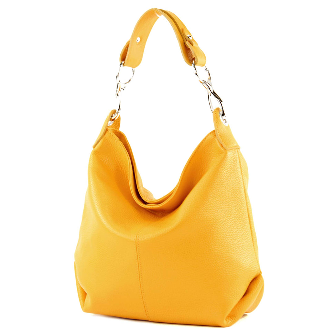 modamoda de T168 Damen Leder Schultertasche, handmade in Italy Gelb, Gelb