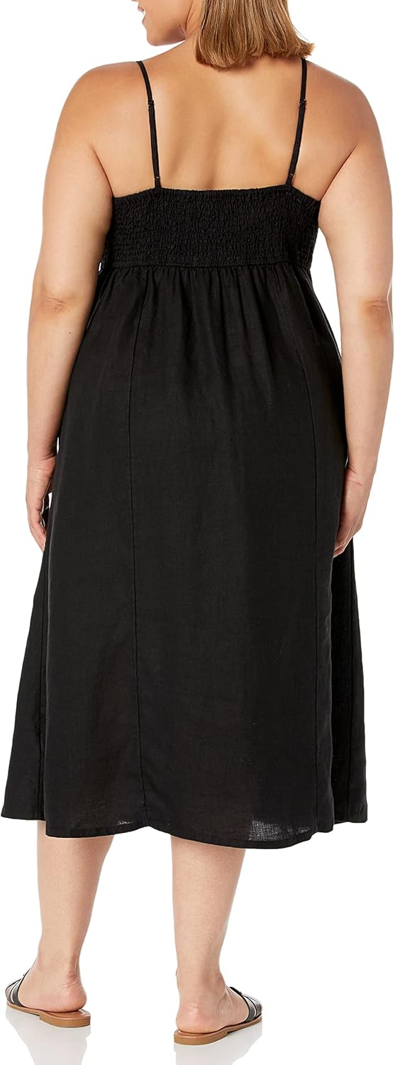 The Drop Maci Träger-Midikleid für Damen, mit V-Ausschnitt, Cut-Out-Detail und gesmoktem Rücken XL S