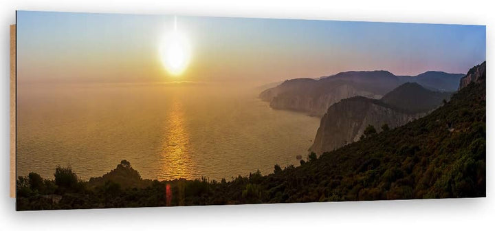 Wandbild Landschaft Modern Deko Kunst Bilder Sonne Braun 100x40 cm Deko Paneel 100x40 cm Braun_c, De