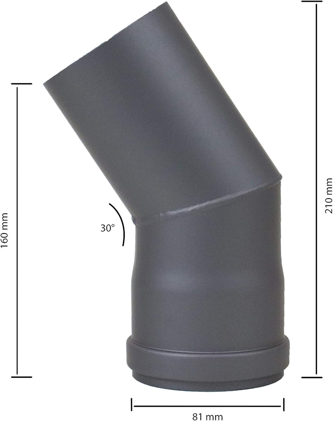 LANZZAS Pelletrohr Bogen 30° Grad im Durchmesser DN Ø 80 mm, in gussgrau, Pelletbogen, Ofenrohr Boge