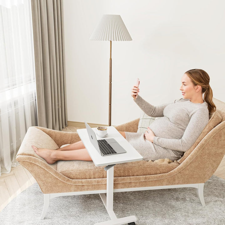 Dripex Beistelltisch höhenverstellbar mit Rollen, Pflegetisch für Bett,Computertisch aus Holz klein