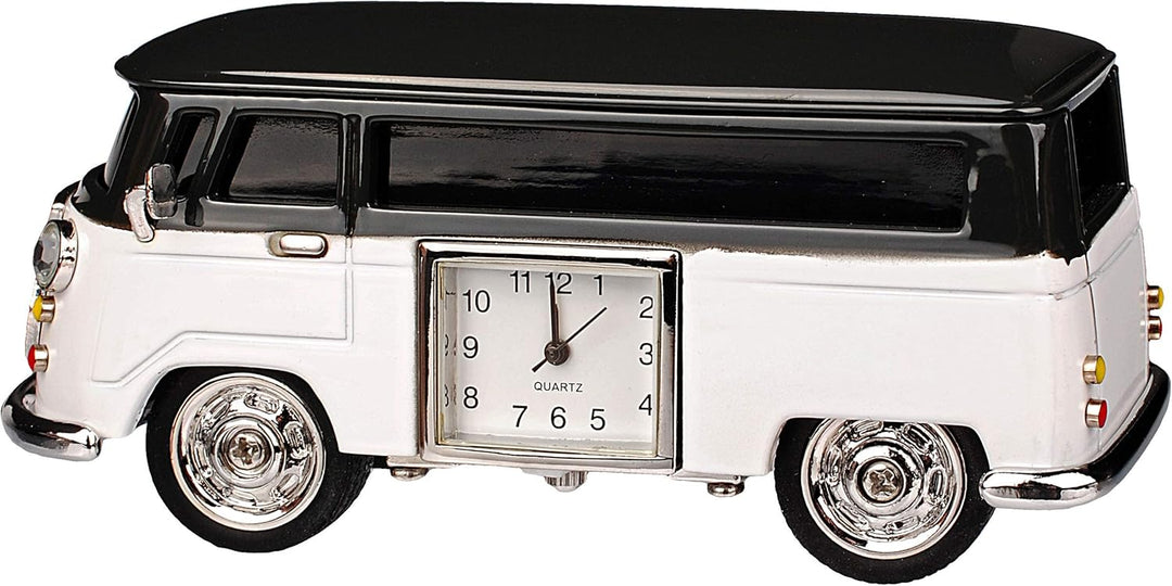 kleine - Tischuhr/Miniatur - Uhr - Auto Bus - Oldtimer - aus Metall - 10 cm - batteriebetrieben - An