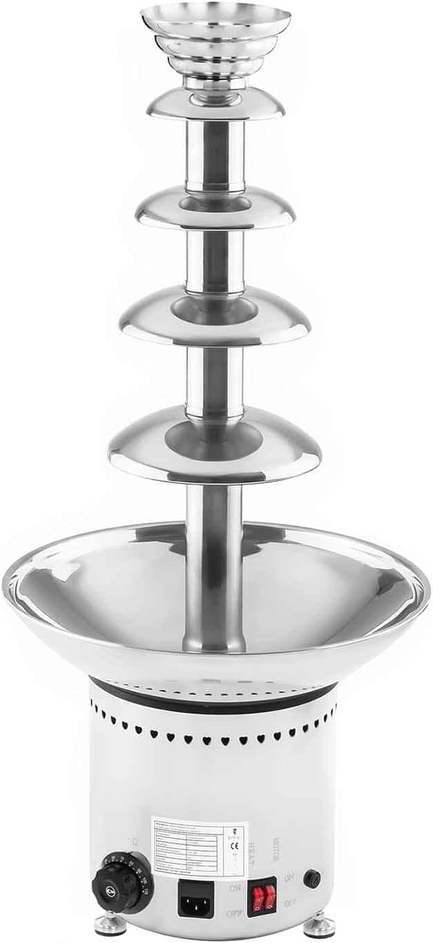 Royal Catering RCCF-65W4 Schokobrunnen Edelstahl Schokofondue Schokoladenbrunnen (6, kg, 5 Etagen, 2