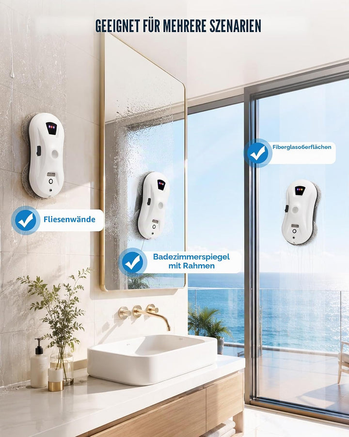 Fensterputzroboter mit Dual-Rotationssystem & Sprühfunktion, 2800Pa, Automatischer Fensterreiniger,