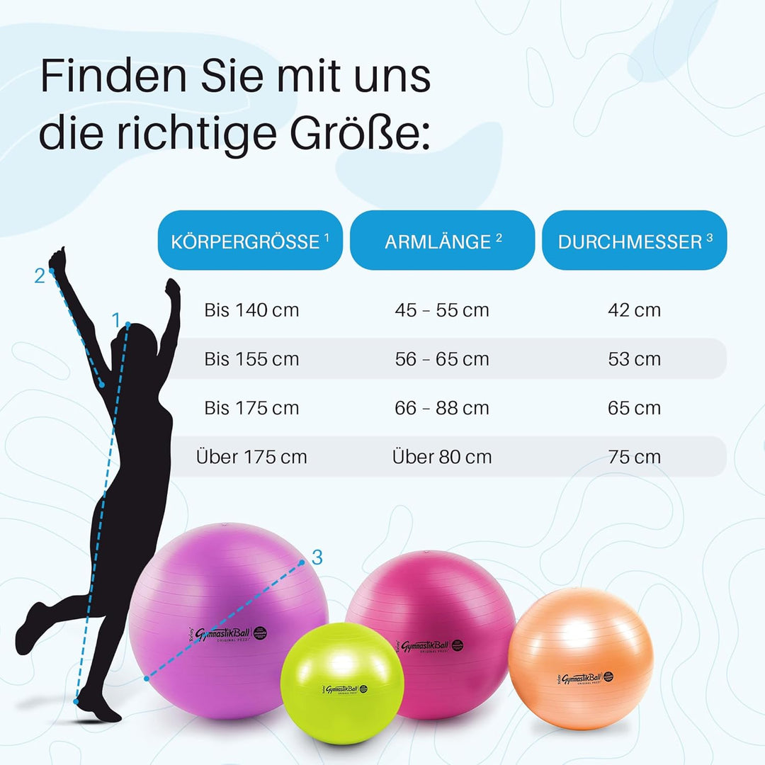 Pezzi Original Gymnastikball MAXAFE Ø 42 cm bis 75 cm Sitzball Gymnastik Ball Reha Therapie Büro Ant