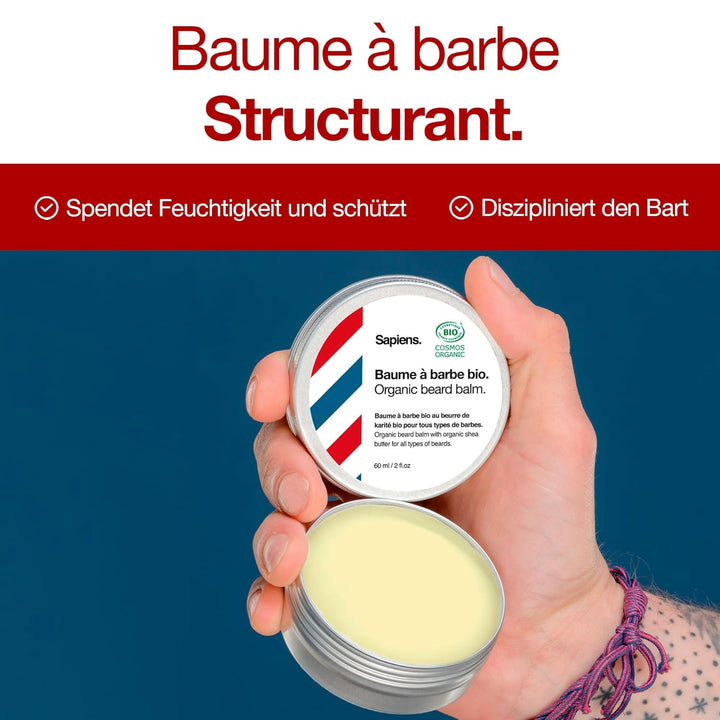 Sapiens Barbershop Bartpflege Set Männer - Bart Set mit Bio Bartöl, Bio Bartbalsam und Wildschweinbo