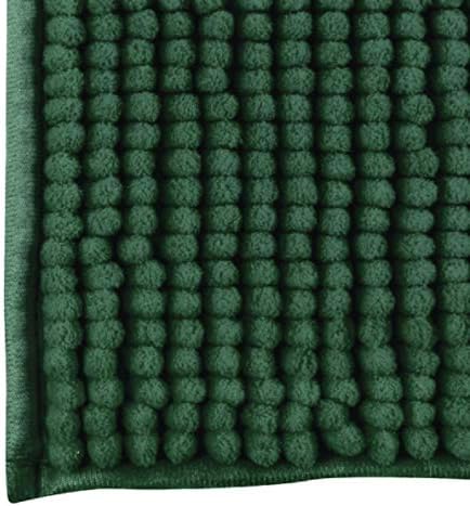 MSV Badteppich Badvorleger Duschvorleger Chenille Hochflor Badematte 60x90 cm – Dunkelgrün Dunkelgrü
