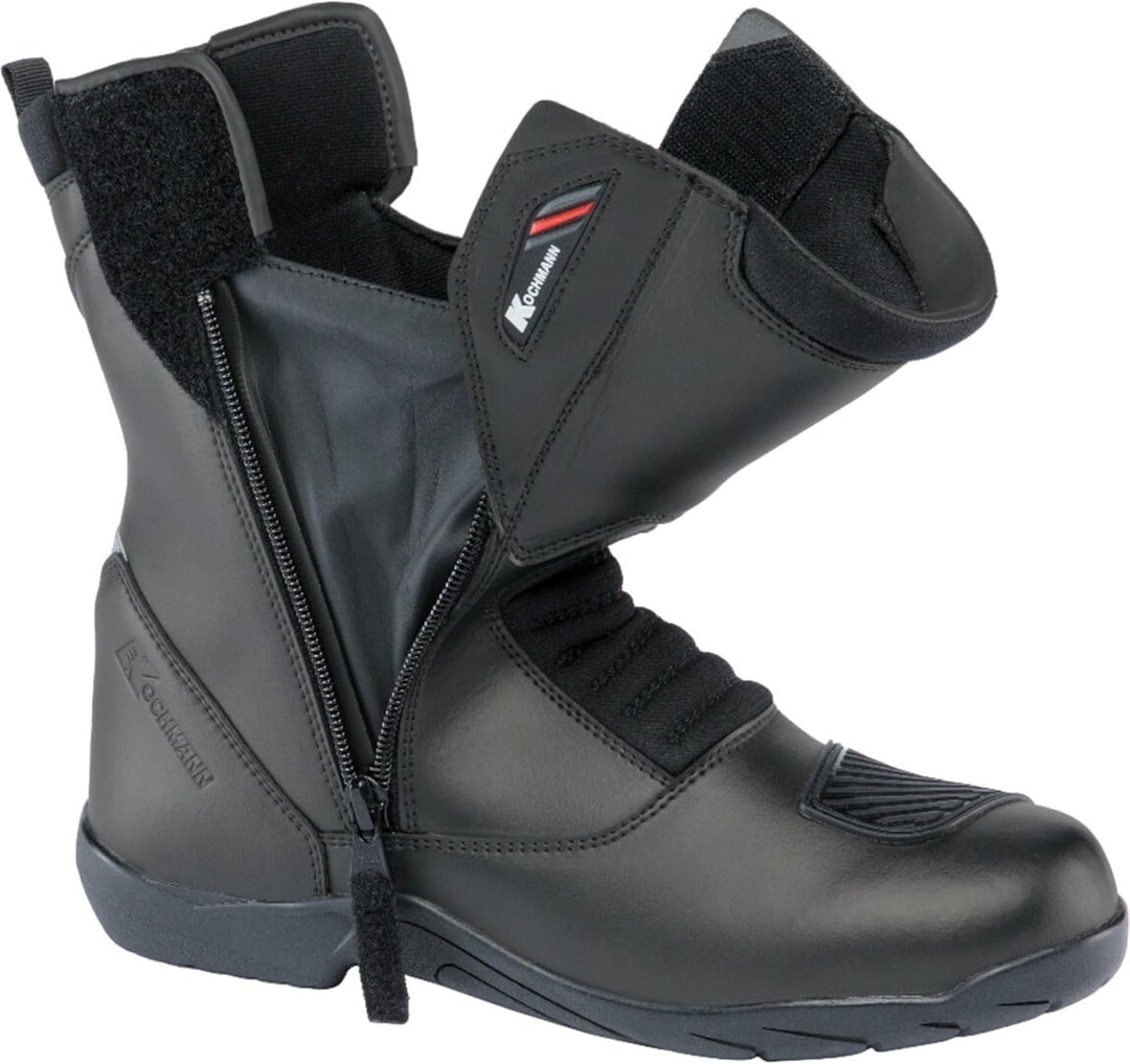 Kochmann Tourino schwarz Motorradstiefel CE Leder wasserdicht Hipora langer Reissververschluss, 38 S