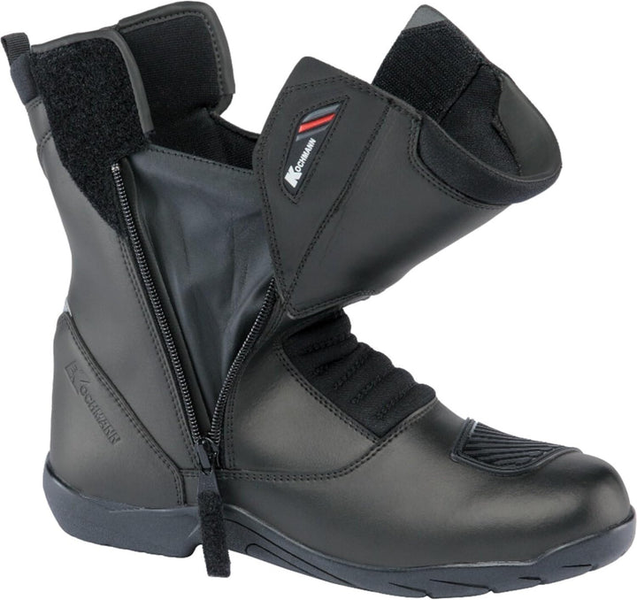 Kochmann Tourino schwarz Motorradstiefel CE Leder wasserdicht Hipora langer Reissververschluss, 38 S