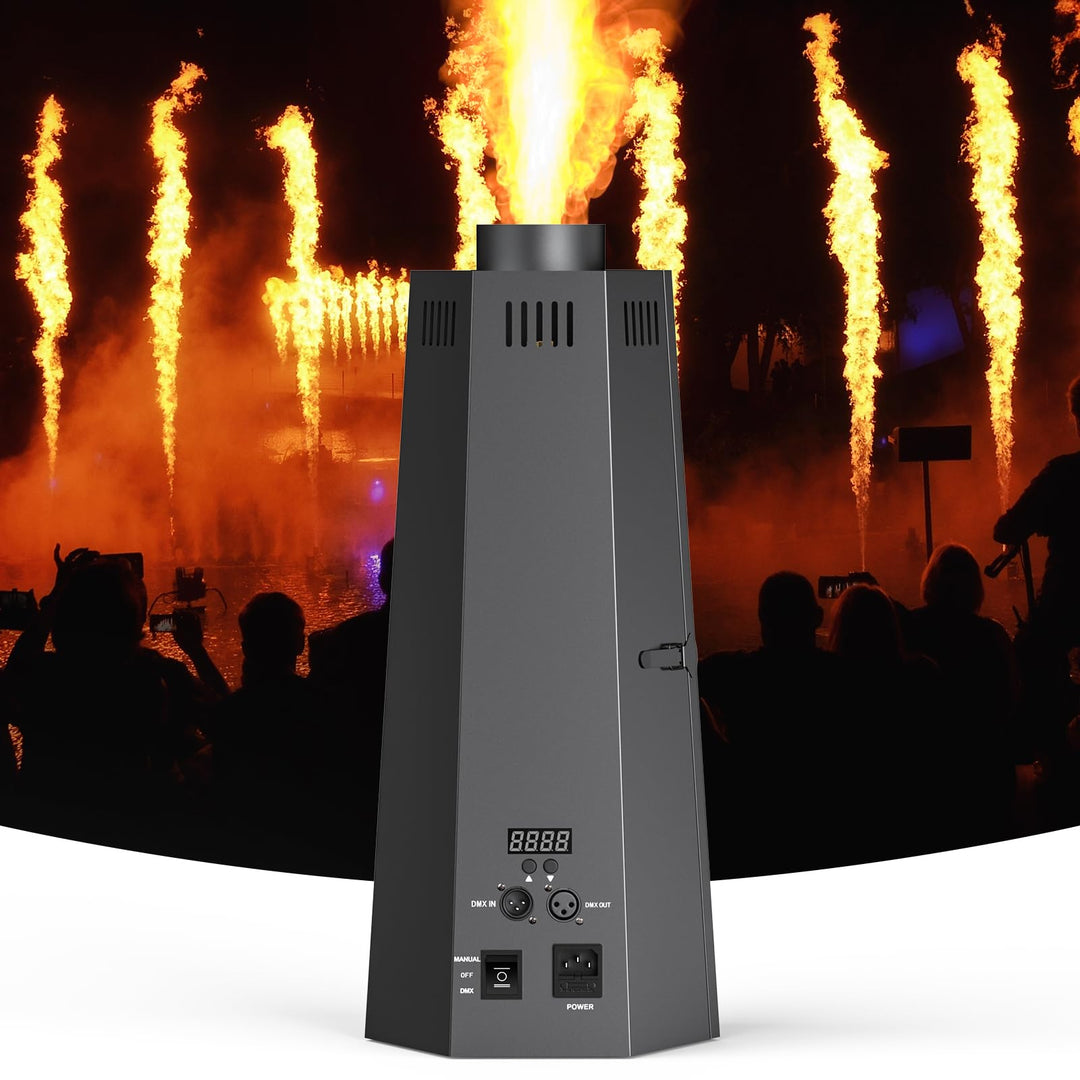 Flammenwerfer, 150W Flammenprojektor mit DMX Controller, Dj Jet Flame Machine für Konzerte, Show, Pa