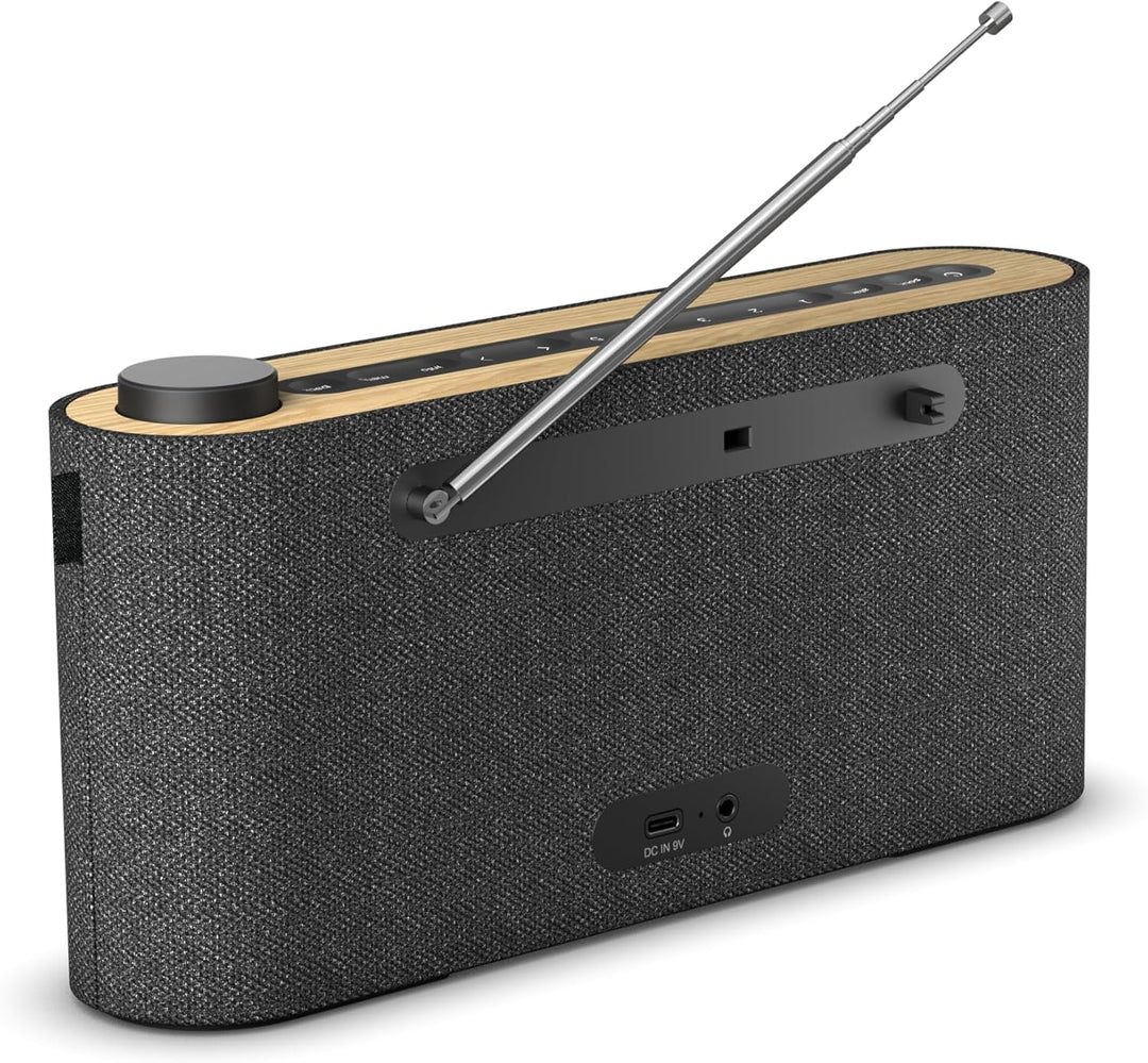 Loewe Radio.Frequency, DAB+ Radio, 28 Watt Sound, LCD Display, 14 Stunden Spielzeit, Holz, Stoff, Ra