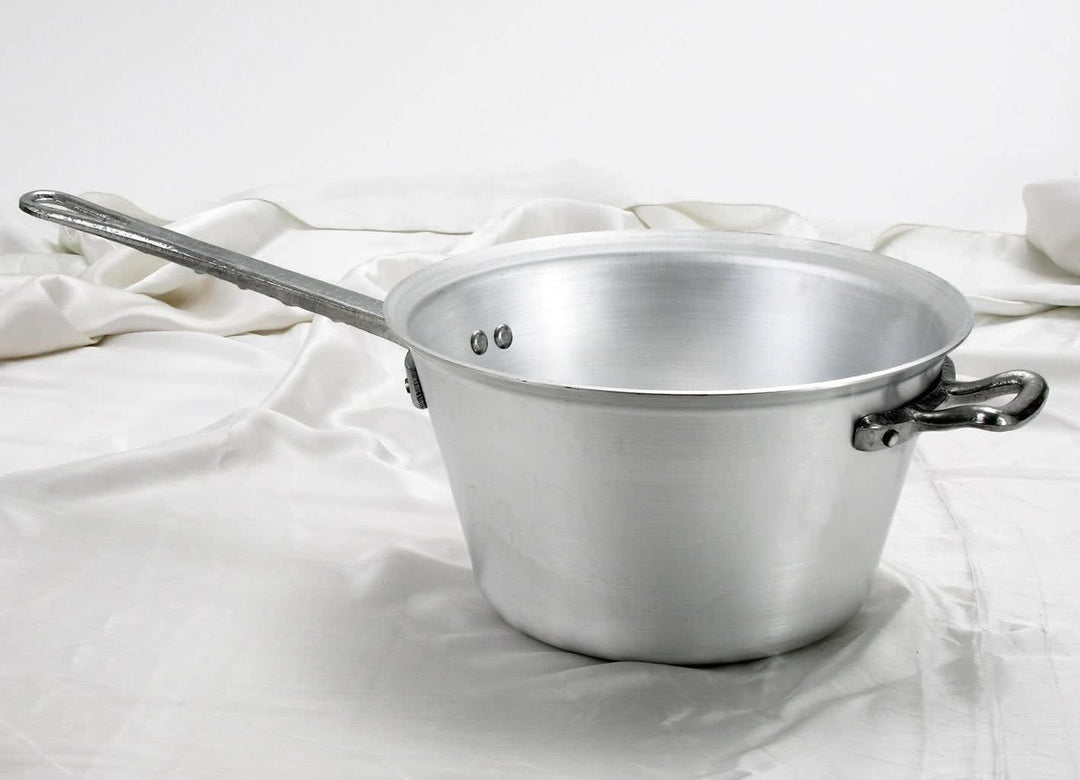 Pentole Agnelli Kessel für Polenta, aus Aluminium, mit Griff und Griff aus Edelstahl, Silber 24 cm S