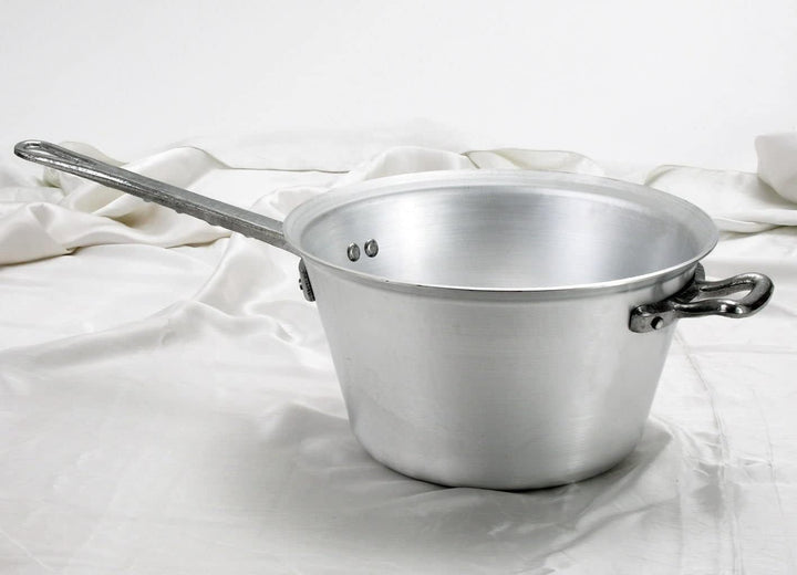 Pentole Agnelli Kessel für Polenta, aus Aluminium, mit Griff und Griff aus Edelstahl, Silber 24 cm S