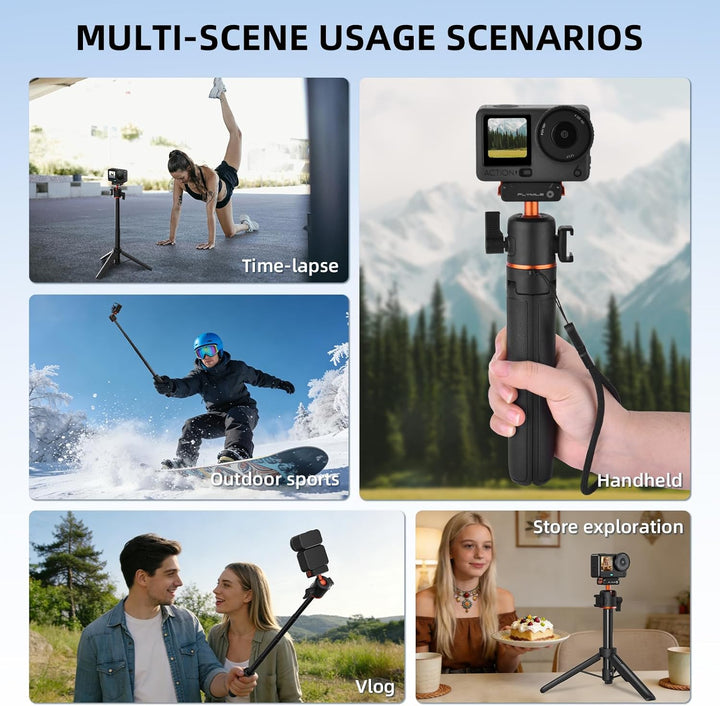 54cm Selfie Stick Stativ für DJI Osmo Action 6/Nano, Magnetische Schnellverschluss Selfie-Stick Ausz
