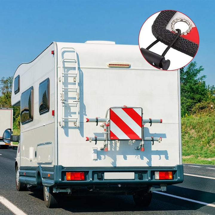Warntafel Italien und Spanien, Warntafel Fahrradträger mit 4 Spannseilen, Faltbar Reflektierendes Wa