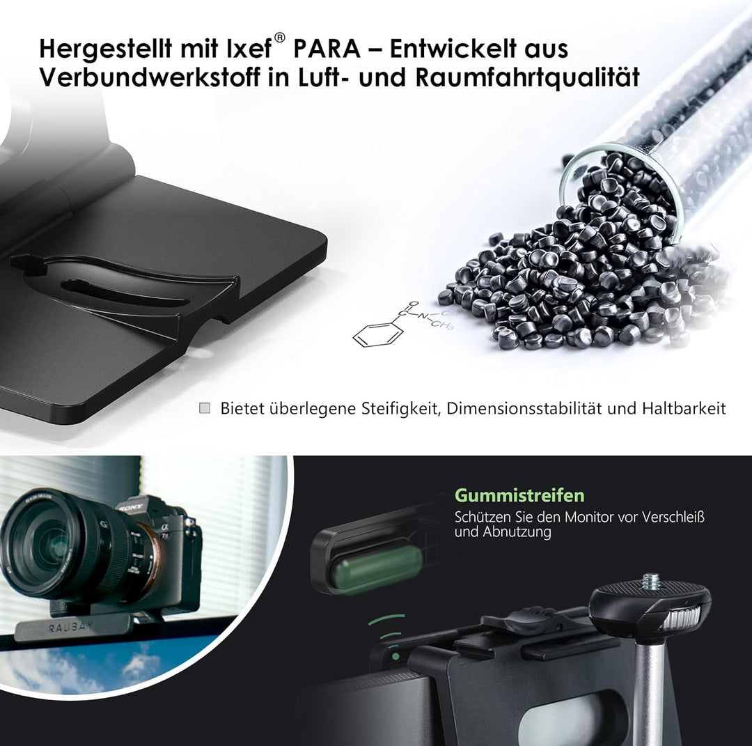 RAUBAY 【CM02】 Monitor-Kamera-Halterungsständer, hängende Webcam-Klemme mit 1/4-Zoll-Schraube, MILC-M